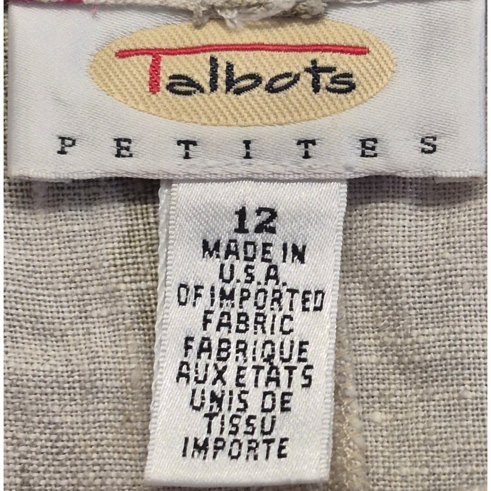 VTG Talbots Petites 12P 100% Linen floral dress cottagecore made USA Pink roses - Picture 15 of 16